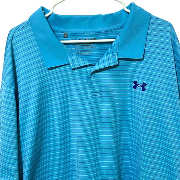 Under Armour Other - Under Armour Mens Polo Shirt 4XL Blue Pinstripe Preppy Sporty Golf School Casual